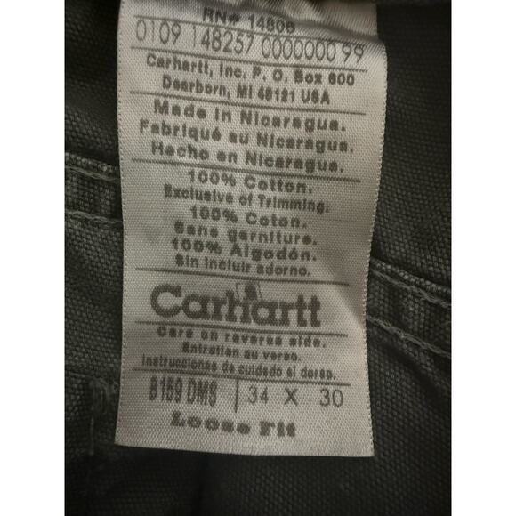 Carhartt Loose Fit Canvas Carpenter Pants Men’s Size  34x30 Moss Green B159 - Picture 5 of 6